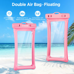 CACOE [Floatable] Floating Universal IPX8 Waterproof Phone Case 2 Pack-Up to 7.0",Adjustable Lanyard Phone Pouch,Cellphone Dry Bags for Vacation Beach Pool Kayak Cruise Travel Essentials（Black+Green）