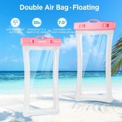 CACOE [Floatable] Floating Universal IPX8 Waterproof Phone Case 2 Pack-Up to 7.0",Adjustable Lanyard Phone Pouch,Cellphone Dry Bags for Vacation Beach Pool Kayak Cruise Travel Essentials（Black+Green）