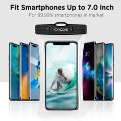 CACOE [Floatable] Floating Universal IPX8 Waterproof Phone Case 2 Pack-Up to 7.0",Adjustable Lanyard Phone Pouch,Cellphone Dry Bags for Vacation Beach Pool Kayak Cruise Travel Essentials（Black+Green）