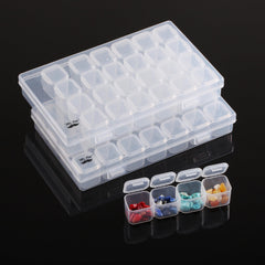 Mr. Pen- Bead Storage Containers, 28 Grids, 2 Pack, Clear White, 160pcs Label Stickers, Transparent, Small Bead Organizer Box, Diamond Art, Diamond Painting Organizer
