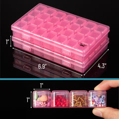 Mr. Pen- Bead Storage Containers, 28 Grids, 2 Pack, Clear White, 160pcs Label Stickers, Transparent, Small Bead Organizer Box, Diamond Art, Diamond Painting Organizer