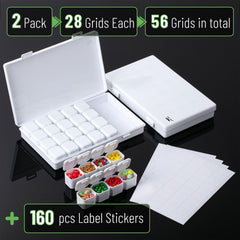 Mr. Pen- Bead Storage Containers, 28 Grids, 2 Pack, Clear White, 160pcs Label Stickers, Transparent, Small Bead Organizer Box, Diamond Art, Diamond Painting Organizer