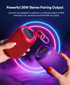 Portable Bluetooth Speaker Beach Essentials: Powerful Crystal Clear Sound/Dynamic Light/IPX5 Waterproof/All Day Playtime/Wireless BT 5.3/TWS Paring, Mom Gifts, Outdoor|Travel|Camping|Pool Accessories