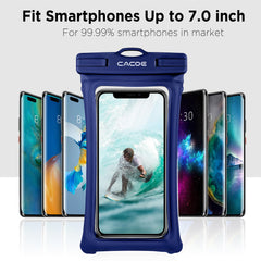 CACOE [Floatable] Floating Universal IPX8 Waterproof Phone Case 2 Pack-Up to 7.0",Adjustable Lanyard Phone Pouch,Cellphone Dry Bags for Vacation Beach Pool Kayak Cruise Travel Essentials（Black+Green）