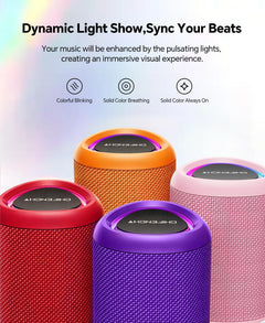 Portable Bluetooth Speaker Beach Essentials: Powerful Crystal Clear Sound/Dynamic Light/IPX5 Waterproof/All Day Playtime/Wireless BT 5.3/TWS Paring, Mom Gifts, Outdoor|Travel|Camping|Pool Accessories