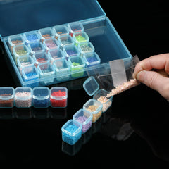 Mr. Pen- Bead Storage Containers, 28 Grids, 2 Pack, Clear White, 160pcs Label Stickers, Transparent, Small Bead Organizer Box, Diamond Art, Diamond Painting Organizer
