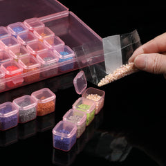 Mr. Pen- Bead Storage Containers, 28 Grids, 2 Pack, Clear White, 160pcs Label Stickers, Transparent, Small Bead Organizer Box, Diamond Art, Diamond Painting Organizer