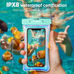 CACOE [Floatable] Floating Universal IPX8 Waterproof Phone Case 2 Pack-Up to 7.0",Adjustable Lanyard Phone Pouch,Cellphone Dry Bags for Vacation Beach Pool Kayak Cruise Travel Essentials（Black+Green）