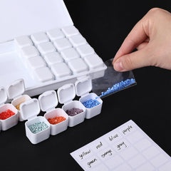 Mr. Pen- Bead Storage Containers, 28 Grids, 2 Pack, Clear White, 160pcs Label Stickers, Transparent, Small Bead Organizer Box, Diamond Art, Diamond Painting Organizer