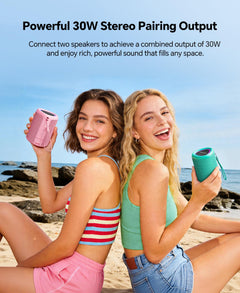 Portable Bluetooth Speaker Beach Essentials: Powerful Crystal Clear Sound/Dynamic Light/IPX5 Waterproof/All Day Playtime/Wireless BT 5.3/TWS Paring, Mom Gifts, Outdoor|Travel|Camping|Pool Accessories
