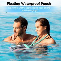 CACOE [Floatable] Floating Universal IPX8 Waterproof Phone Case 2 Pack-Up to 7.0",Adjustable Lanyard Phone Pouch,Cellphone Dry Bags for Vacation Beach Pool Kayak Cruise Travel Essentials（Black+Green）