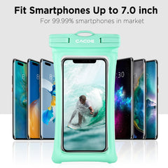 CACOE [Floatable] Floating Universal IPX8 Waterproof Phone Case 2 Pack-Up to 7.0",Adjustable Lanyard Phone Pouch,Cellphone Dry Bags for Vacation Beach Pool Kayak Cruise Travel Essentials（Black+Green）