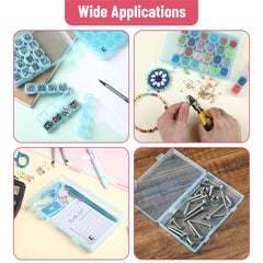 Mr. Pen- Bead Storage Containers, 28 Grids, 2 Pack, Clear White, 160pcs Label Stickers, Transparent, Small Bead Organizer Box, Diamond Art, Diamond Painting Organizer