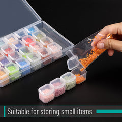 Mr. Pen- Bead Storage Containers, 28 Grids, 2 Pack, Clear White, 160pcs Label Stickers, Transparent, Small Bead Organizer Box, Diamond Art, Diamond Painting Organizer