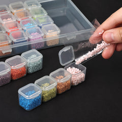Mr. Pen- Bead Storage Containers, 28 Grids, 2 Pack, Clear White, 160pcs Label Stickers, Transparent, Small Bead Organizer Box, Diamond Art, Diamond Painting Organizer