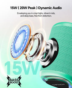 Portable Bluetooth Speaker Beach Essentials: Powerful Crystal Clear Sound/Dynamic Light/IPX5 Waterproof/All Day Playtime/Wireless BT 5.3/TWS Paring, Mom Gifts, Outdoor|Travel|Camping|Pool Accessories