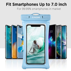 CACOE [Floatable] Floating Universal IPX8 Waterproof Phone Case 2 Pack-Up to 7.0",Adjustable Lanyard Phone Pouch,Cellphone Dry Bags for Vacation Beach Pool Kayak Cruise Travel Essentials（Black+Green）