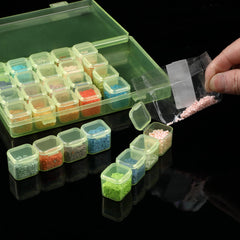 Mr. Pen- Bead Storage Containers, 28 Grids, 2 Pack, Clear White, 160pcs Label Stickers, Transparent, Small Bead Organizer Box, Diamond Art, Diamond Painting Organizer