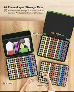 ARTDOT 60 Slots Storage Container for Diamond Art Kits for Adults, Portable Bead Storage Boxes for Diamond Painting Accessories and Tools