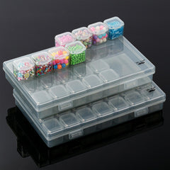 Mr. Pen- Bead Storage Containers, 28 Grids, 2 Pack, Clear White, 160pcs Label Stickers, Transparent, Small Bead Organizer Box, Diamond Art, Diamond Painting Organizer