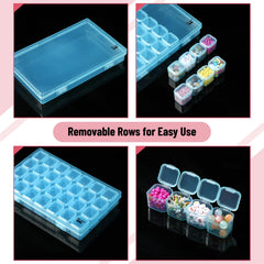 Mr. Pen- Bead Storage Containers, 28 Grids, 2 Pack, Clear White, 160pcs Label Stickers, Transparent, Small Bead Organizer Box, Diamond Art, Diamond Painting Organizer