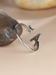 Popular Fashion Silvery AZ Letter Ring Initials Wedding Love Couple Rings Bridesmaid Gift