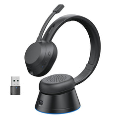 SKYCOMET Wireless Headset with Mic for Work Bluetooth Headset with Microphone (Environmental Noise Cancellation) Wireless Headset with USB Dongle & Charging Dock for PC/Teams/Zoom/Call Center/Home