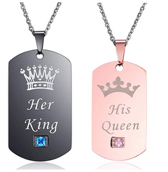Crown Necklace, Couple Necklace, Titanium Steel Necklace