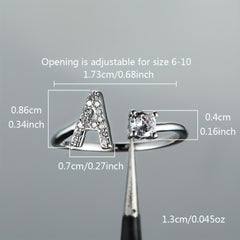 Popular Fashion Silvery AZ Letter Ring Initials Wedding Love Couple Rings Bridesmaid Gift