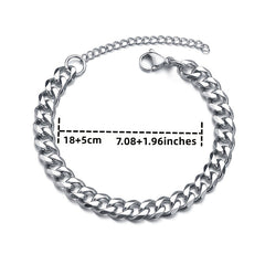 3/5/7/mm Fashion Simple Stainless Steel Cuban Chain Bracelet For Men And Women