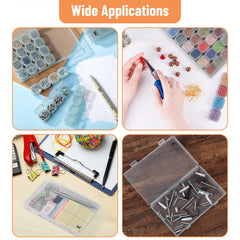 Mr. Pen- Bead Storage Containers, 28 Grids, 2 Pack, Clear White, 160pcs Label Stickers, Transparent, Small Bead Organizer Box, Diamond Art, Diamond Painting Organizer