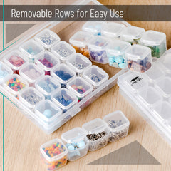 Mr. Pen- Bead Storage Containers, 28 Grids, 2 Pack, Clear White, 160pcs Label Stickers, Transparent, Small Bead Organizer Box, Diamond Art, Diamond Painting Organizer