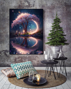 KINPLUB Moonlight Beach Diamond Painting Kits for Adults, 5D Seaside Moon Diamond Art Kits for Beginners, DIY Full Drill Paint with Diamond, Home Wall Decor 12 x 16 Inch