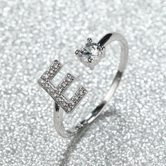 Popular Fashion Silvery AZ Letter Ring Initials Wedding Love Couple Rings Bridesmaid Gift