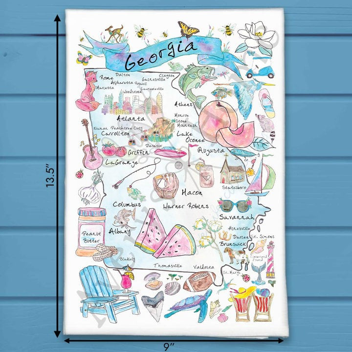 Georgia State Map Tea Towel