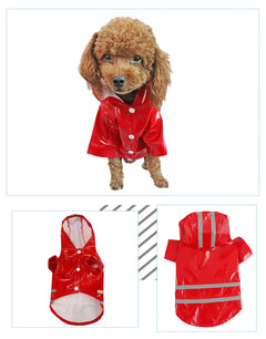 Dog Clothes, Waterproof Jackets, Hooded Raincoats with Reflective Strip, Outdoor Breathable Clothes for Puppies