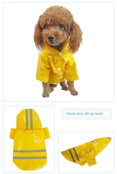 Dog Clothes, Waterproof Jackets, Hooded Raincoats with Reflective Strip, Outdoor Breathable Clothes for Puppies