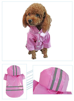 Dog Clothes, Waterproof Jackets, Hooded Raincoats with Reflective Strip, Outdoor Breathable Clothes for Puppies