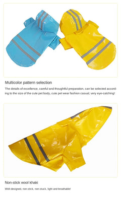 Dog Clothes, Waterproof Jackets, Hooded Raincoats with Reflective Strip, Outdoor Breathable Clothes for Puppies