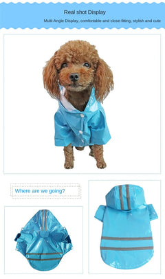 Dog Clothes, Waterproof Jackets, Hooded Raincoats with Reflective Strip, Outdoor Breathable Clothes for Puppies
