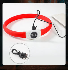 LED Illuminated Dog Collar, Waterproof PVC Material, With USB Interface, 3 Modes, Suitable for Large, Medium And Small Dogs.