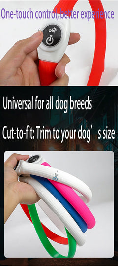 LED Illuminated Dog Collar, Waterproof PVC Material, With USB Interface, 3 Modes, Suitable for Large, Medium And Small Dogs.