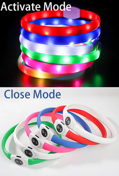 LED Illuminated Dog Collar, Waterproof PVC Material, With USB Interface, 3 Modes, Suitable for Large, Medium And Small Dogs.