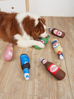 Dog Toy Series with Realistic Wine Bottle Design, Includes Crinkle Paper and Squeaker, Makes Sounds, in Stock, Chew-Resistant Toy That Won'T Be Chewed to Pieces