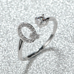 Popular Fashion Silvery AZ Letter Ring Initials Wedding Love Couple Rings Bridesmaid Gift