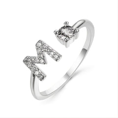 Popular Fashion Silvery AZ Letter Ring Initials Wedding Love Couple Rings Bridesmaid Gift