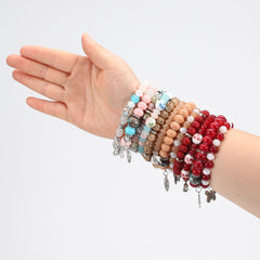 [Women's Bohemian Bracelet Set] Bohemian Bracelets Set for Women - Stackable Stretch Multilayer Beads Bracelet
