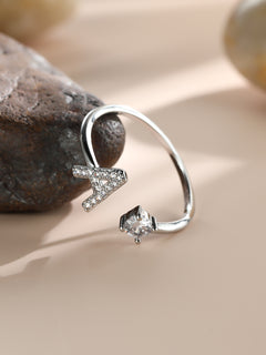 Popular Fashion Silvery AZ Letter Ring Initials Wedding Love Couple Rings Bridesmaid Gift