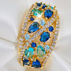 Bohemian Women's Couple Fashion Elegant Glass Synthetic Zirconia Gift Ring