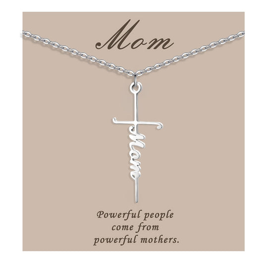 COTATI Faith Cross Necklace Jewelry for Women Silver Jesus Christian Pendant Necklaces Gifts for Mom (Mom)